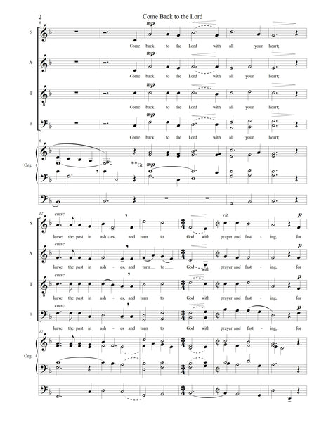 Come Back to the Lord: SATB anthem