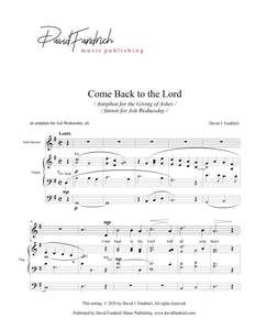 Come Back to the Lord: high vocal solo/unison anthem