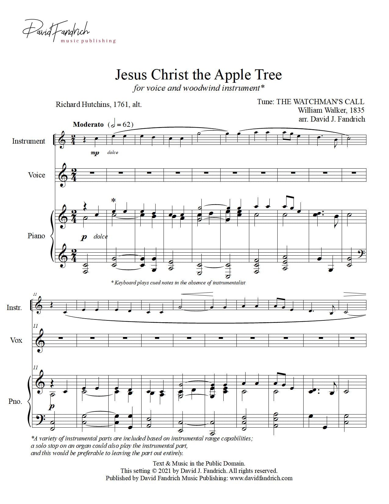 Jesus Christ the Apple Tree: medium vocal solo/unison anthem